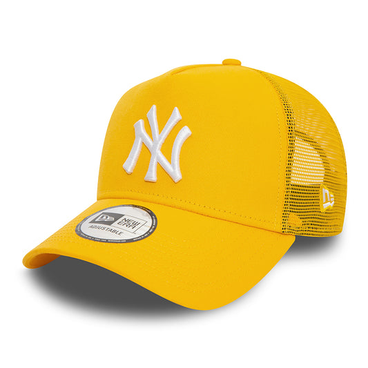 New Era New York Yankees A-Frame Trucker Cap - MLB League Essential - Yellow-White
