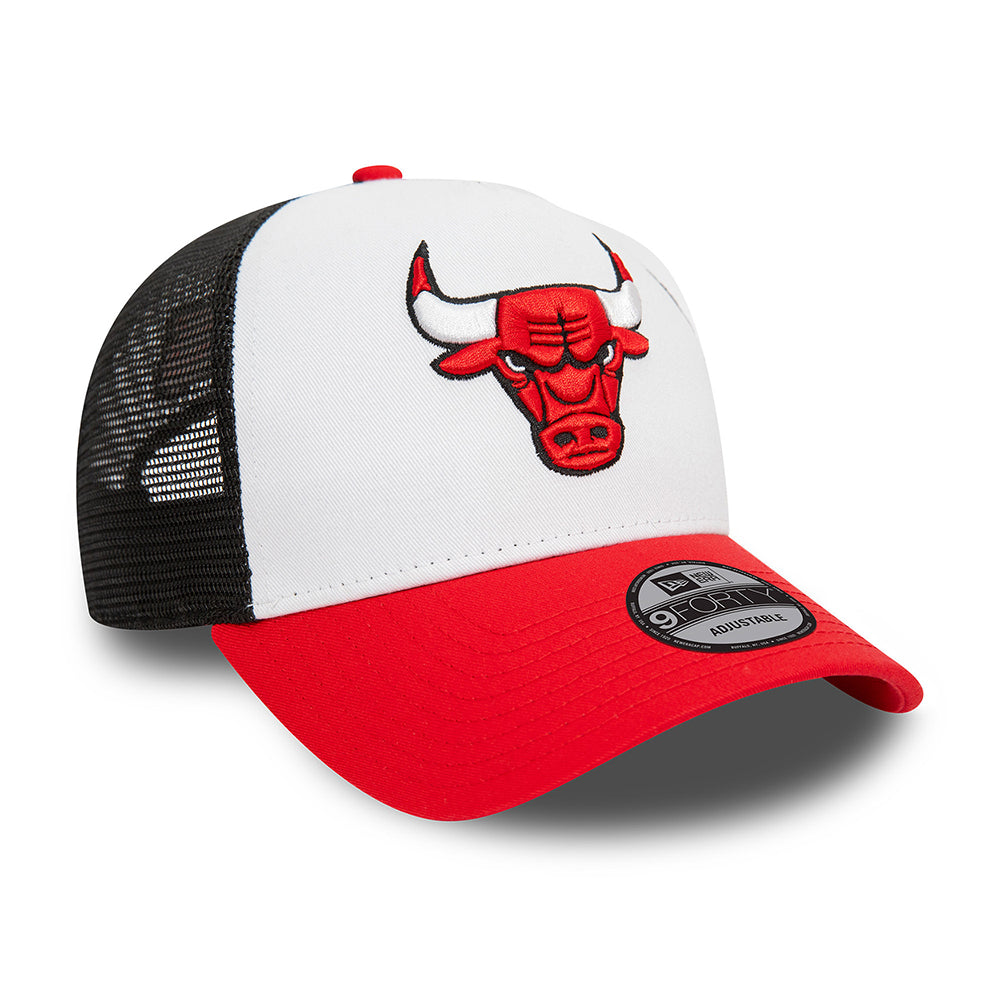 New Era Chicago Bulls A-Frame Trucker Cap - NBA Rear Arch - White-Red-Black