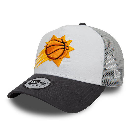 New Era Phoenix Suns A-Frame Trucker Cap - NBA Rear Arch - Grey-Graphite