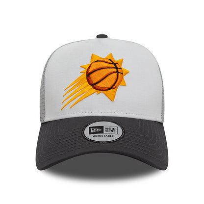 New Era Phoenix Suns A-Frame Trucker Cap - NBA Rear Arch - Grey-Graphite