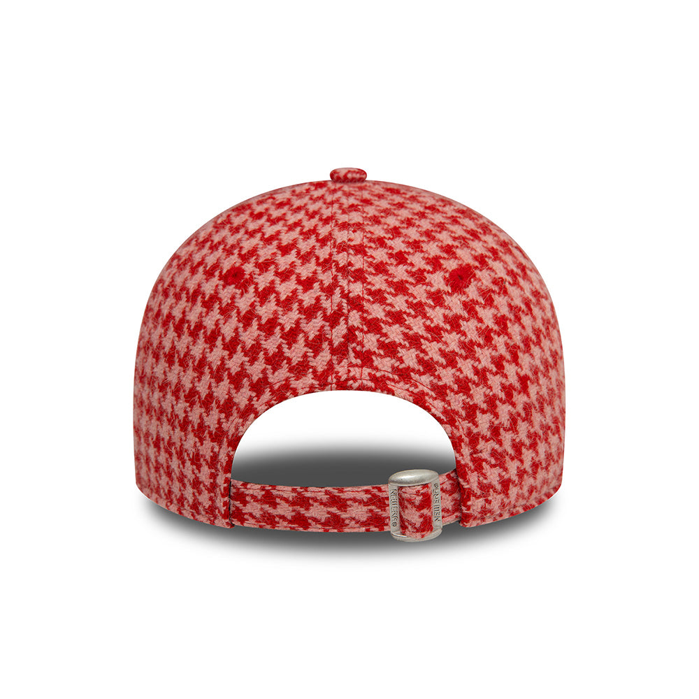 New Era Womens 9FORTY New York Yankees Baseball Cap - MLB Houndstooth - Pink-Scarlet