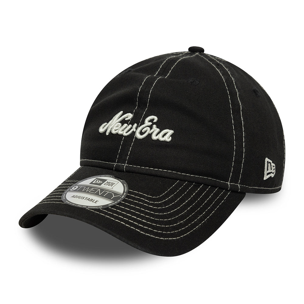 New Era 9TWENTY Cotton Baseball Cap - Contrast Stitch - Black-White