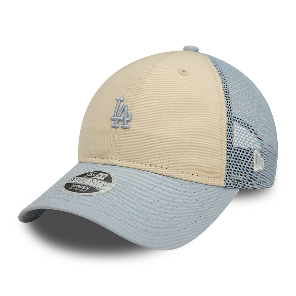 New Era Womens 9TWENTY L.A. Dodgers Trucker Cap - MLB Mini Logo - Cream-Light Blue
