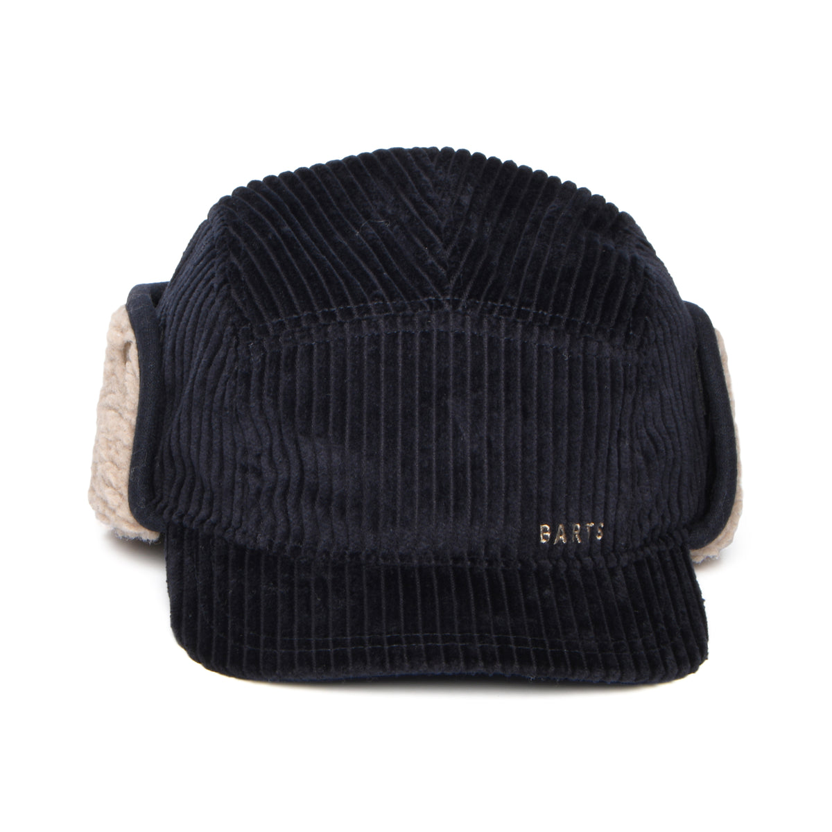 Barts Hats Rayner Corduroy 5 Panel Cap with Earflaps - Dark Navy
