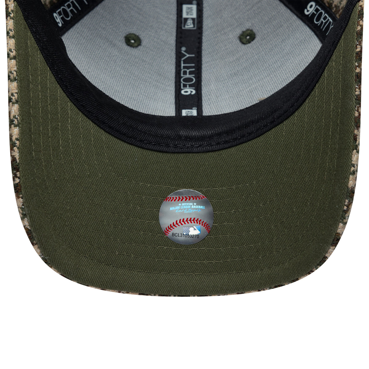 New Era Womens 9FORTY M-Crown L.A. Dodgers Baseball Cap - MLB Houndstooth - Camel-Olive