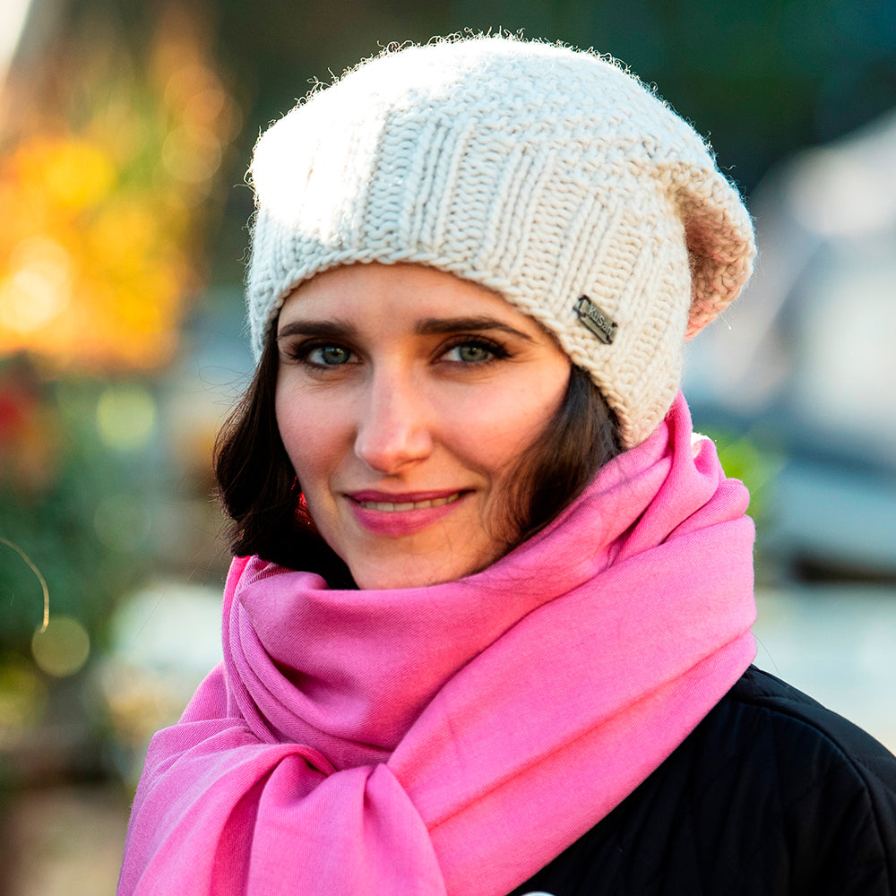 Kusan Button Down Beanie Hat - Oatmeal