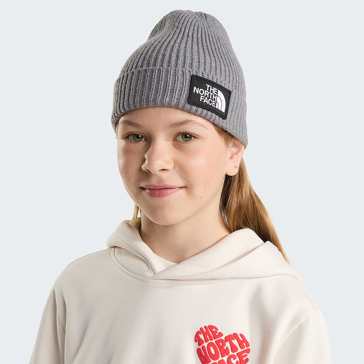 The North Face Hats Kids TNF Logo Box Recycled Cuffed Beanie Hat - Mid Grey