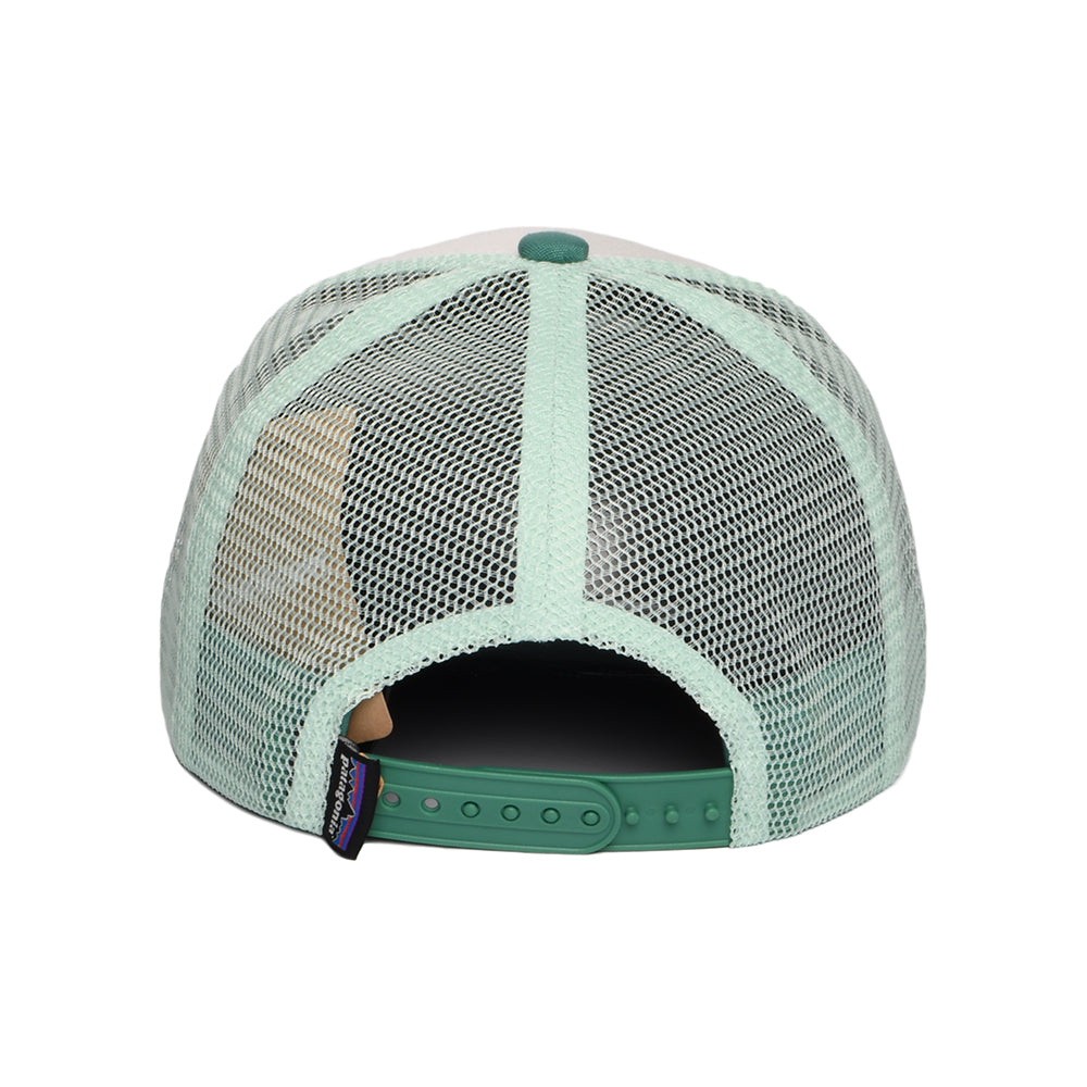 Patagonia Hats Kids Ridge Rise Stripe Organic Cotton Trucker Cap - White-Sea Green