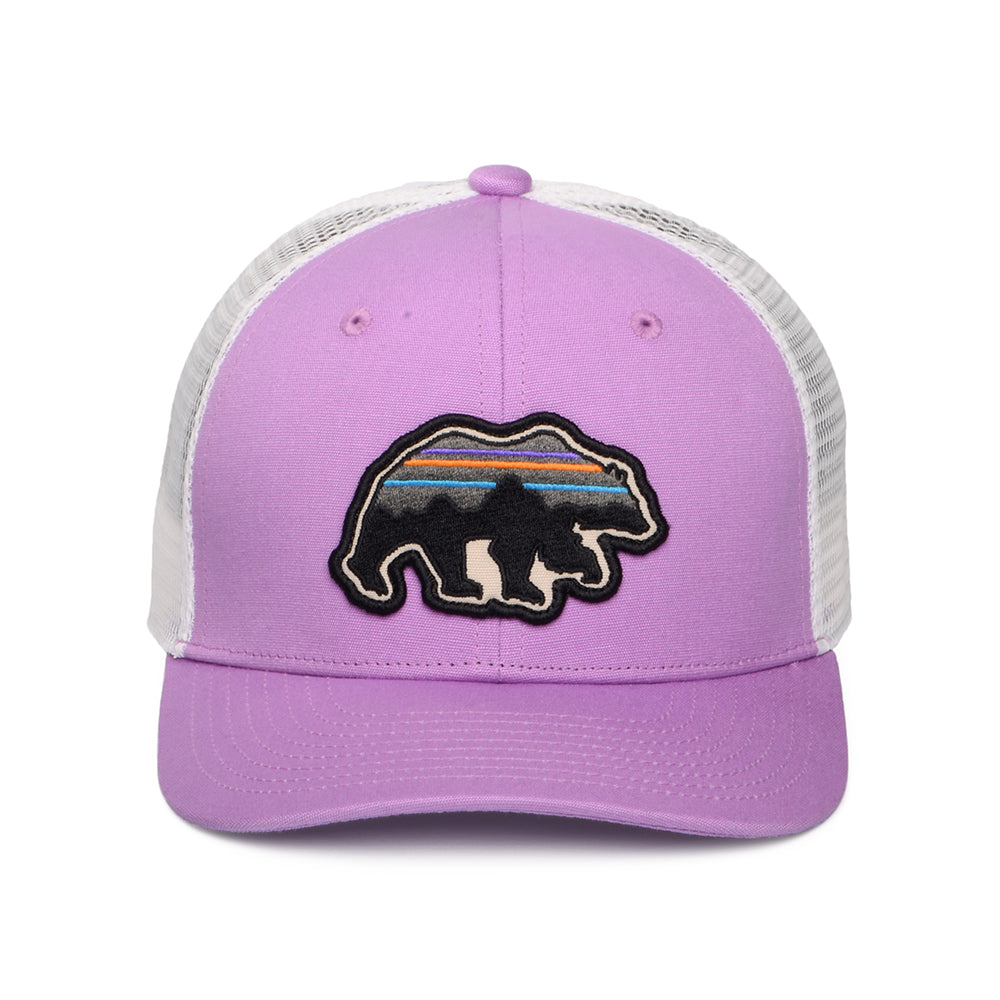 Patagonia Hats Kids Back For Good Bear Organic Cotton Trucker Cap - Purple-White