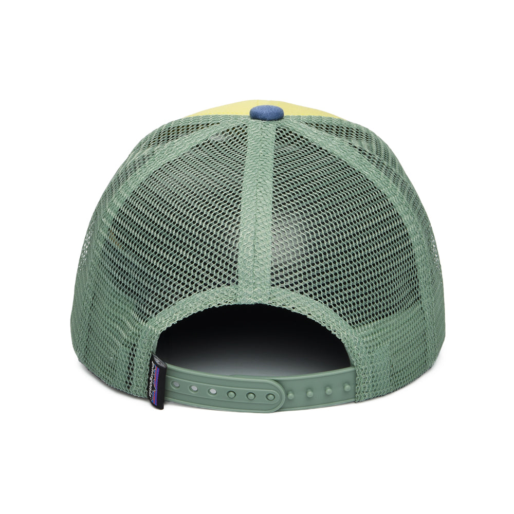 Patagonia Hats Kids P-6 Logo Organic Cotton Trucker Cap - Yellow-Blue-Sea Green
