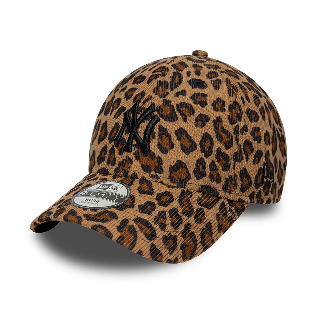 New Era Kids 9FORTY New York Yankees Baseball Cap - MLB Leopard Cord - Camel-Black