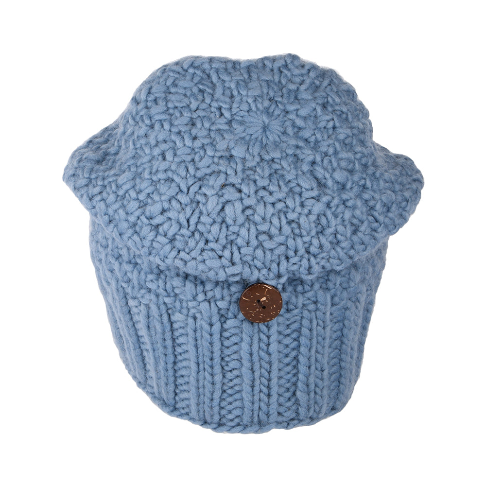Kusan Button Down Beanie Hat - Sky Blue