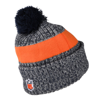 New Era Denver Broncos Bobble Hat - NFL Sideline Sport Knit - Navy-Orange
