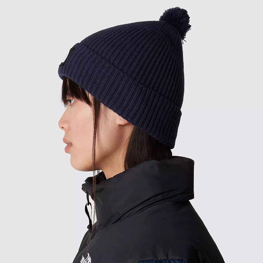 The North Face Hats TNF Logo Box Pom Recycled Bobble Hat - Navy Blue