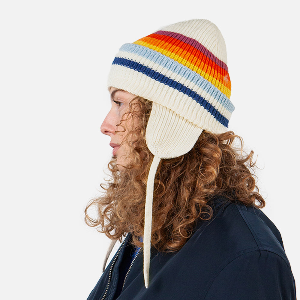 Barts Hats Falcony Beanie Hat With Earflaps - Cream-Multi
