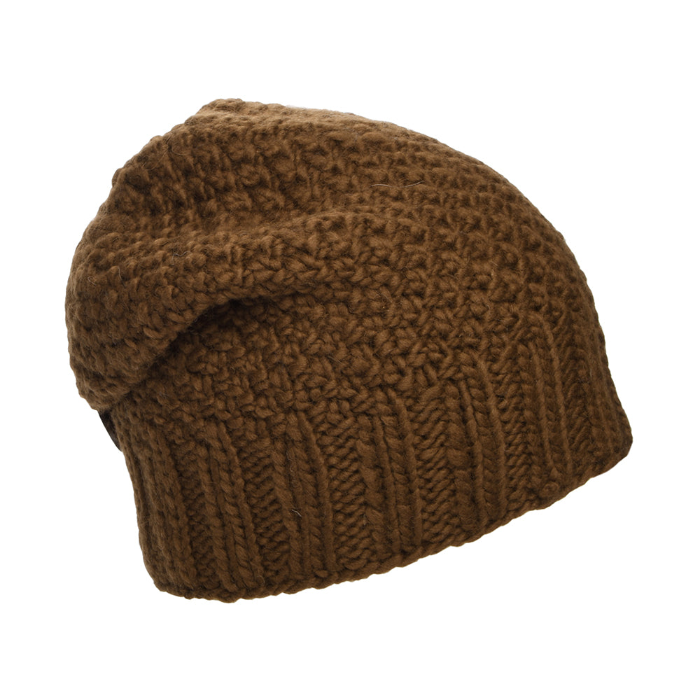 Kusan Button Down Beanie Hat - Brown