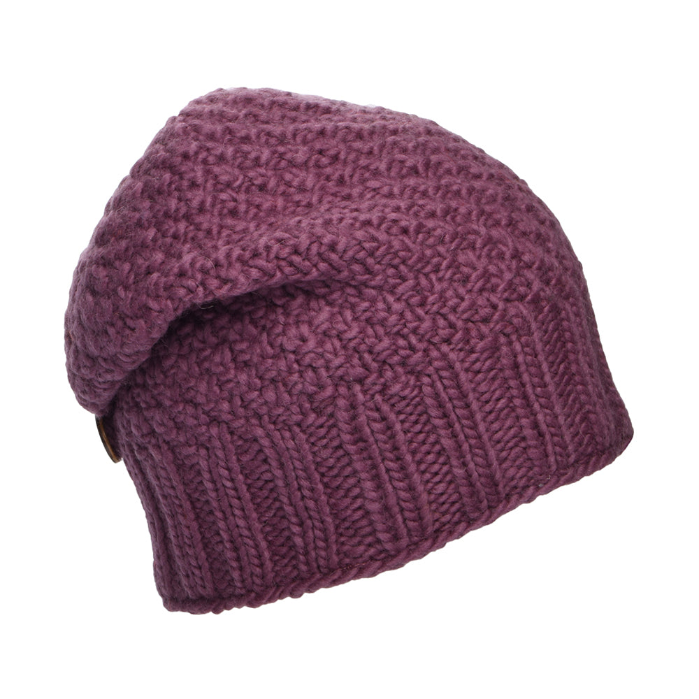 Kusan Button Down Beanie Hat - Mauve