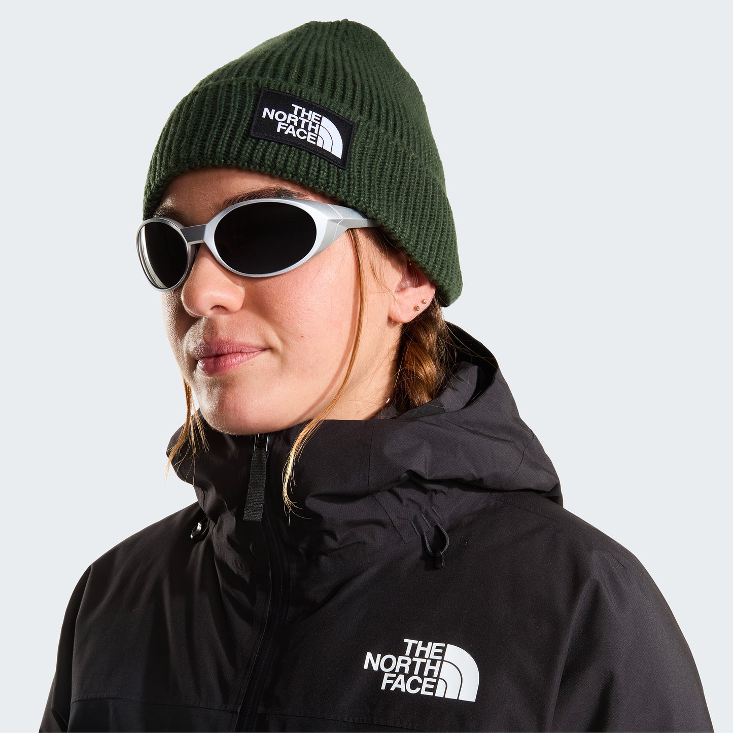 The North Face Hats TNF Logo Box Recycled Beanie Hat - Bottle Green