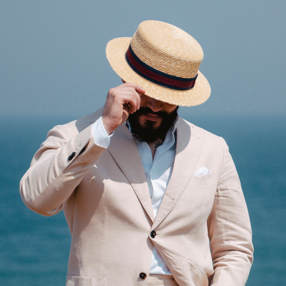 Jaxon & James Straw Boater Hat - Striped Band Wholesale Pack