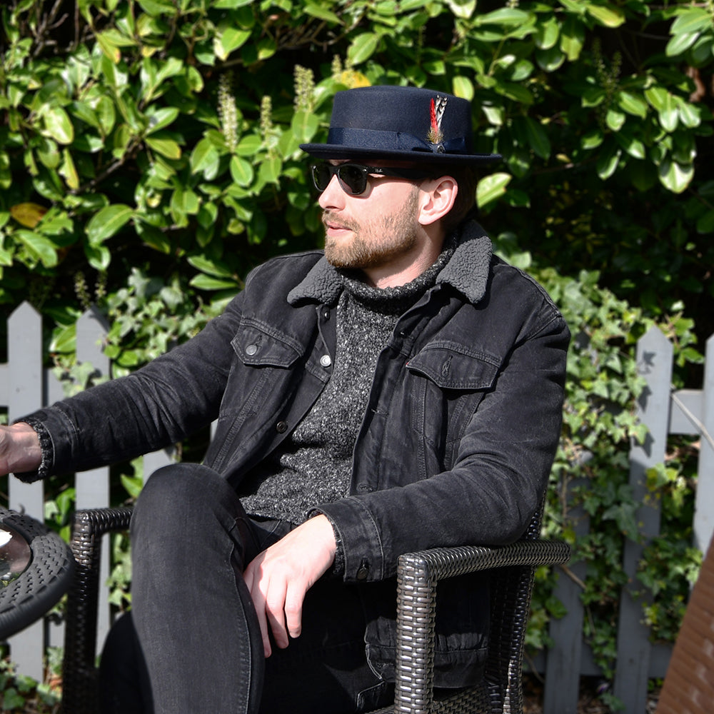 Jaxon & James Crushable Wool Pork Pie Hat Navy Wholesale Pack