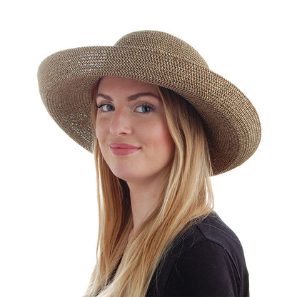 sur la tête Womens Traveller Packable Sun Hat - Natural-Black