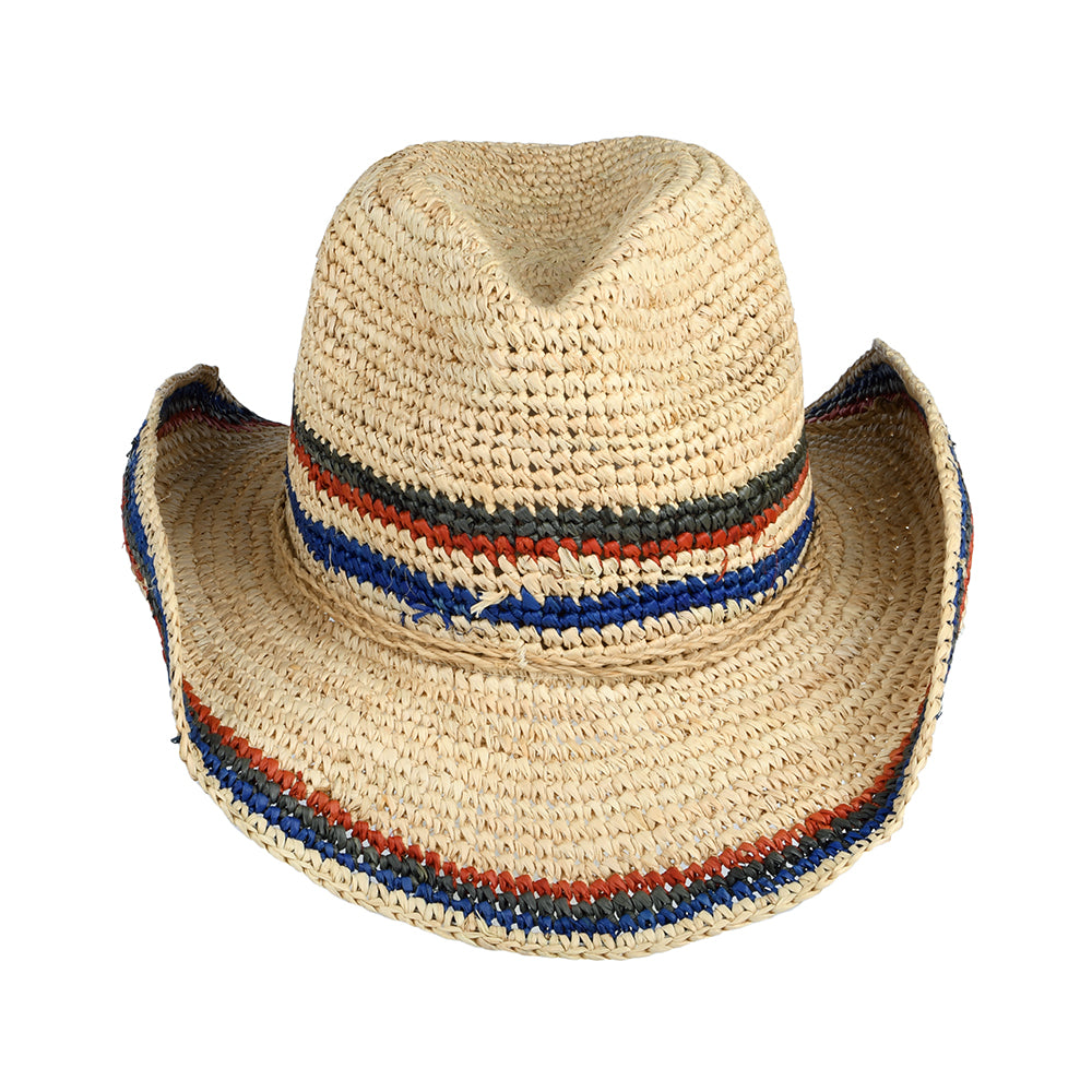 Scala Hats Trezza Crocheted Raffia Cowboy Hat - Dark Natural