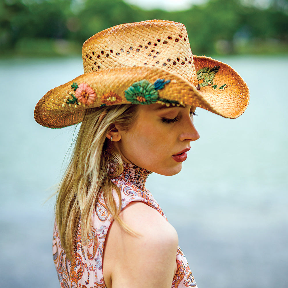 Scala Hats San Minata Raffia Cowboy Hat - Natural