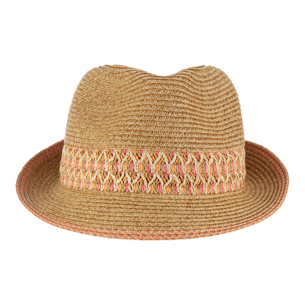 Scala Hats Paper Braid Trilby Hat - Natural-Pink