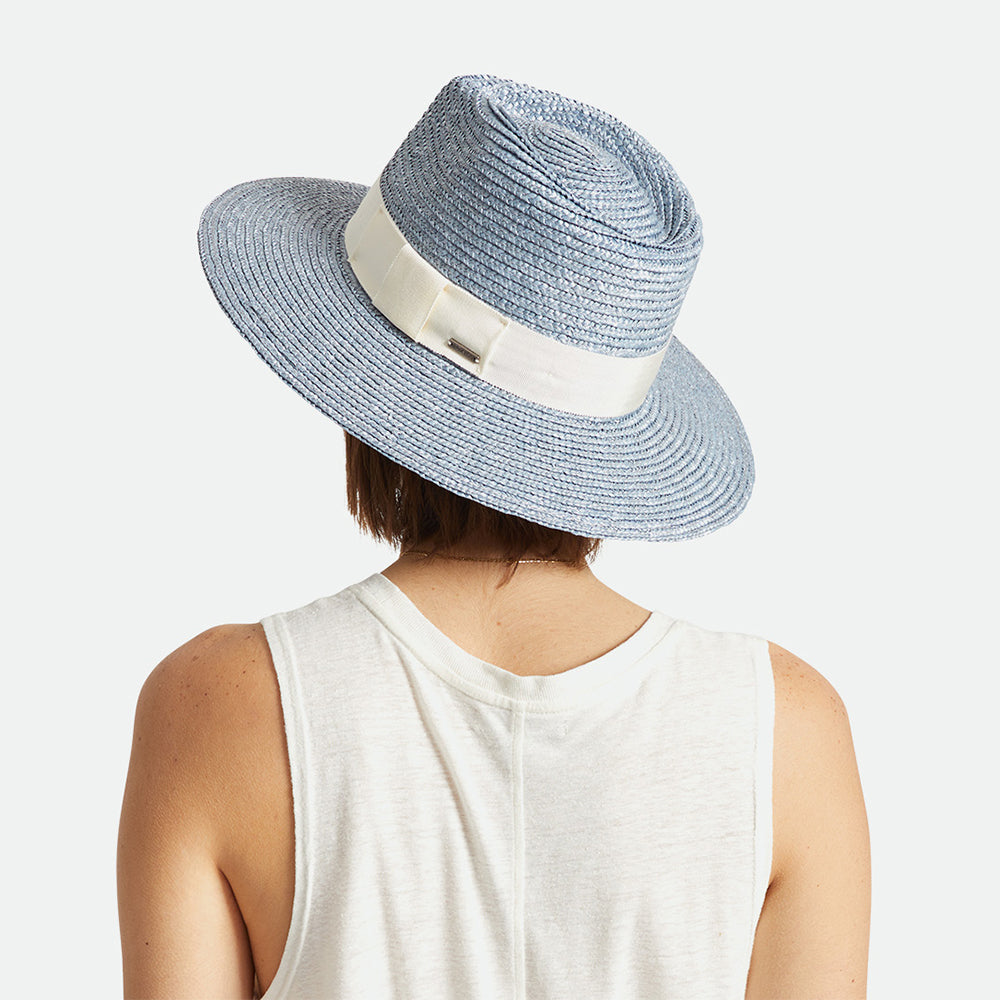 Brixton Hats Joanna Short Brim Straw Sun Hat - Ice Blue