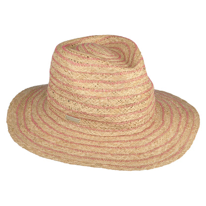 Seeberger Hats Crushable Raffia Straw Fedora Hat - Natural-Pink