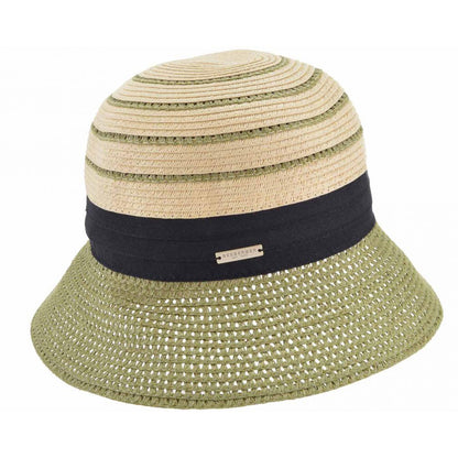 Seeberger Hats Foldable Toyo Straw Cloche Hat - Natural-Green