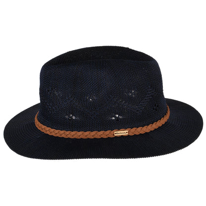 Barbour Hats Flowerdale Crochet Fedora Hat - Navy Blue