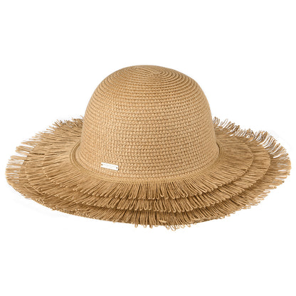 Seeberger Hats Toyo Straw Fringe Sun Hat - Light Brown