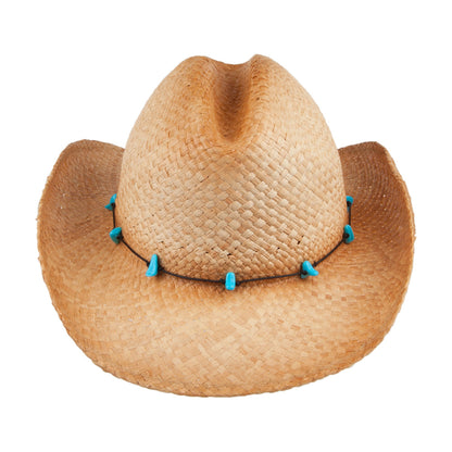 sur la tête Womens Calamity Cattleman Straw Cowboy Hat - Natural