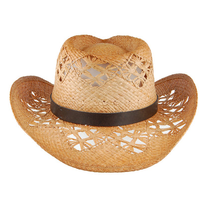 sur la tête Womens Annie Oakley Raffia Straw Cowboy Hat - Natural