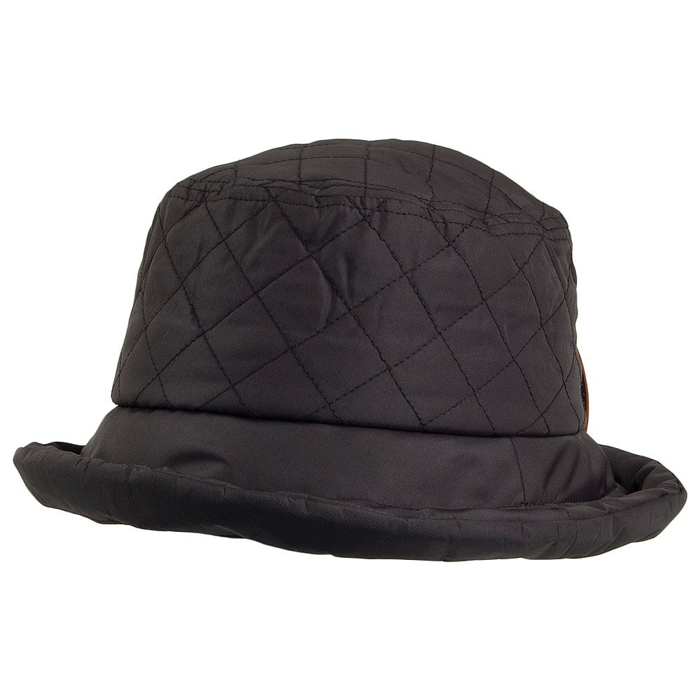 Scala Hats Maia Quilted Waterproof Rain Hat - Black