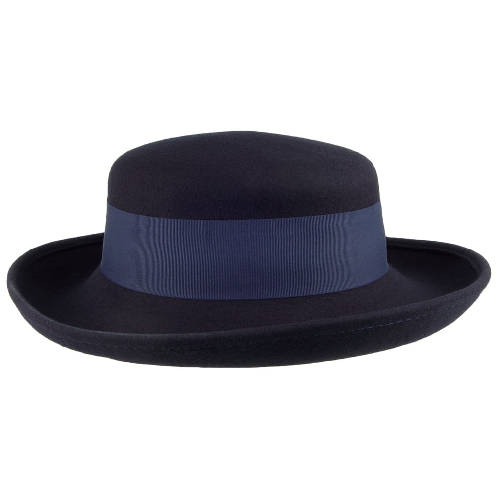 Scala Hats Wool Felt Blossom Kettle Hat - Navy