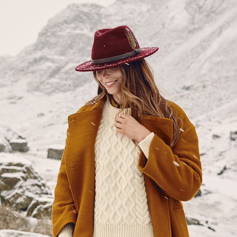Failsworth Hats Cheltenham Showerproof Wool Felt Fedora Hat - Merlot