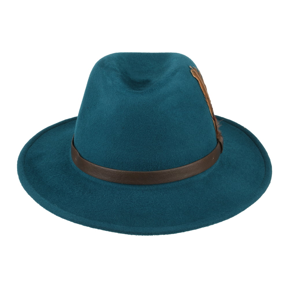 Failsworth Hats Cheltenham Showerproof Wool Felt Fedora Hat - Teal