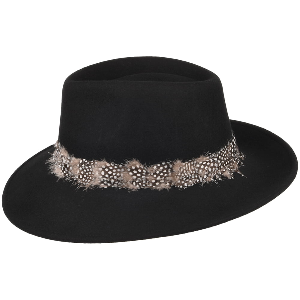 Failsworth Hats Country Feather Fedora Hat - Black