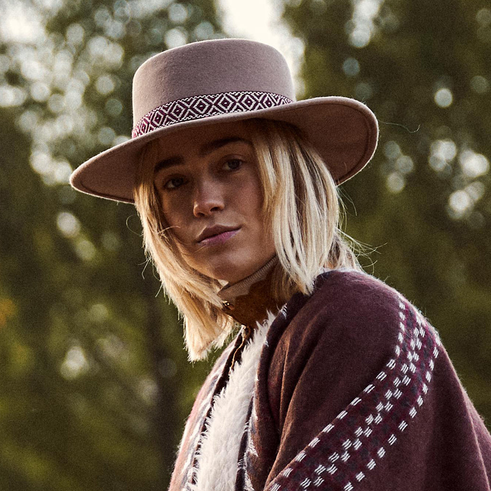 Barts Hats Fawne Wool Felt Boater Hat - Light Brown