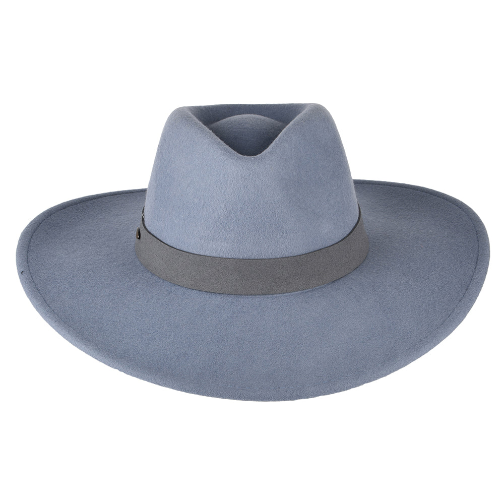 Scala Hats Inaki Wool Felt Safari Fedora Hat - Ice Blue