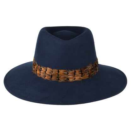 Failsworth Hats Showerproof Feather Fedora Hat - Navy Blue