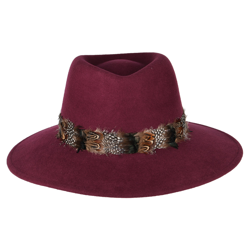 Failsworth Hats Showerproof Feather Fedora Hat - Wine