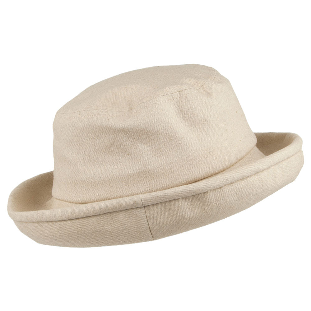 sur la tête Arbres Linen-Cotton Packable Bucket Hat - Beige
