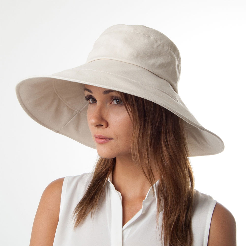 sur la tête Monaco Packable Sun Hat - Beige