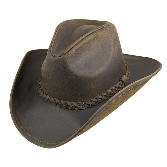Jaxon & James Buffalo Leather Cowboy Hat - Chocolate