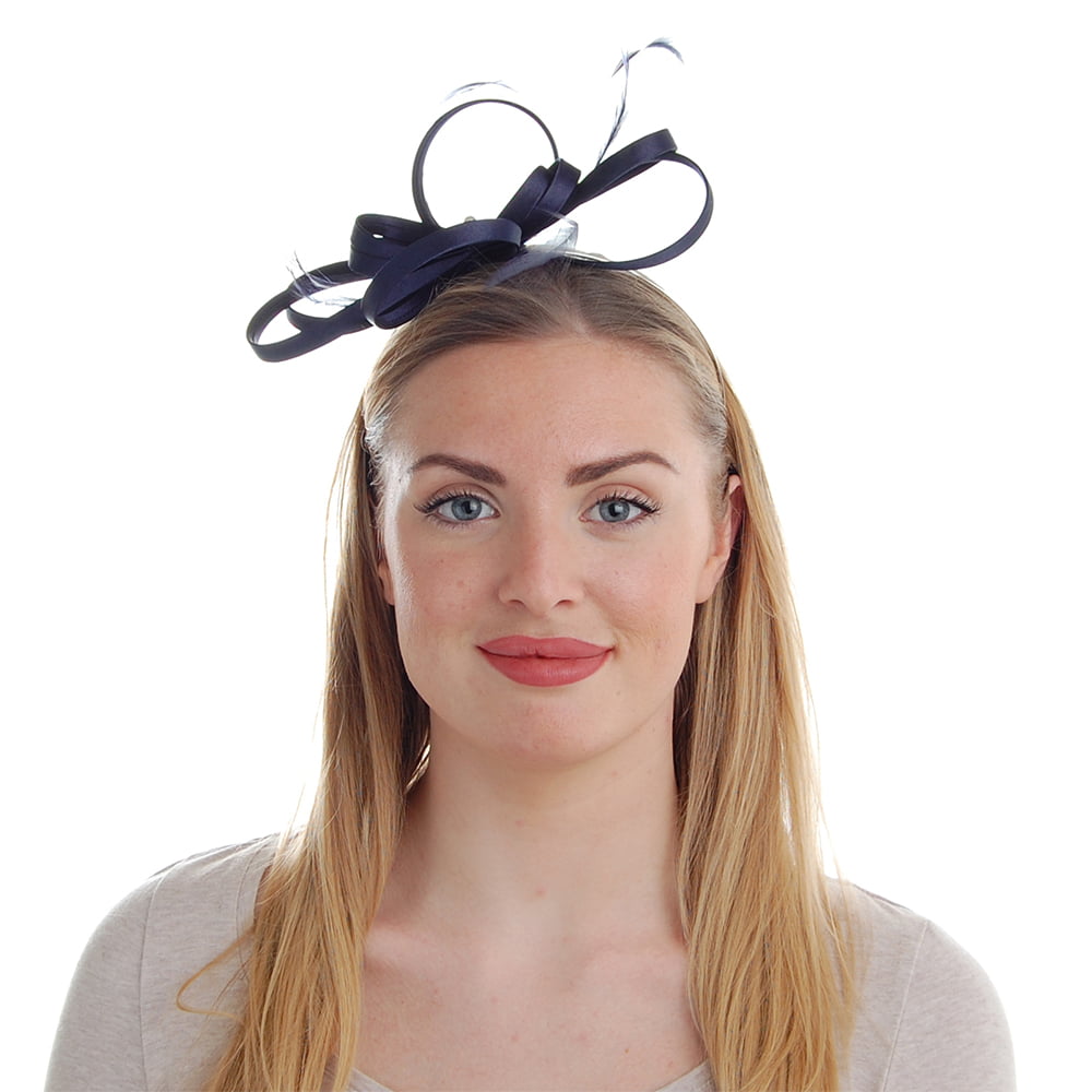 Failsworth Hats Satin Fascinator - Navy Blue