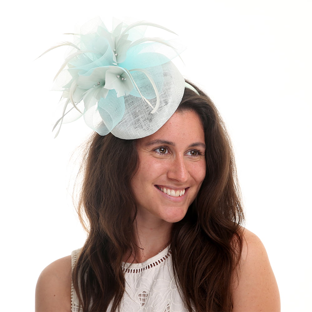Jane Anne Designs Dahlia Pillbox Fascinator - Ice Blue