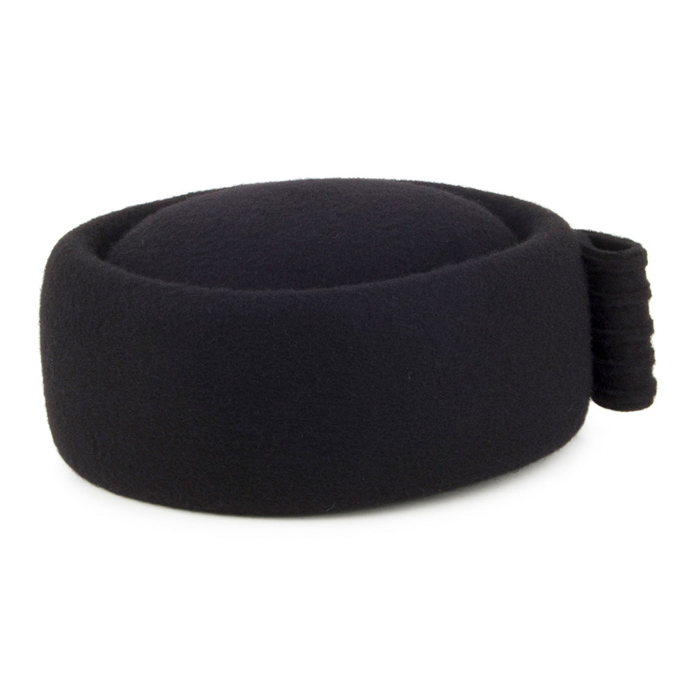 Whiteley Hats Jackie O Loop Bow Wool Pillbox Hat - Black
